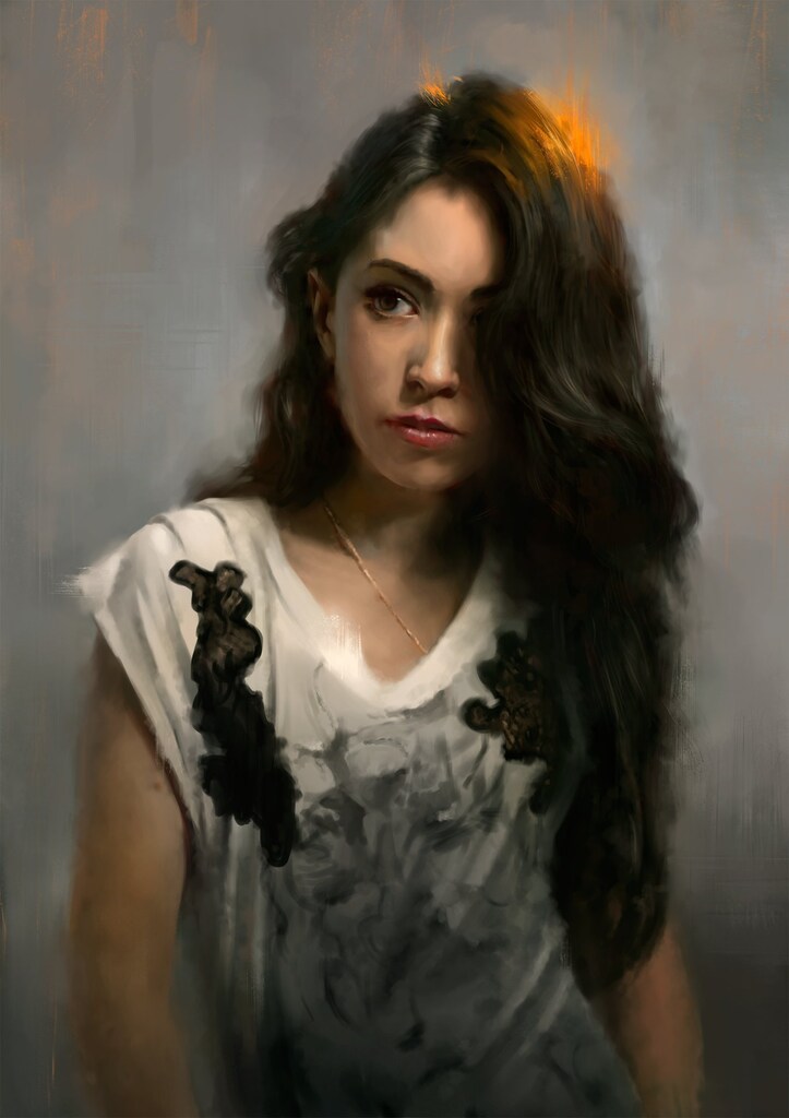 Agatha: a personal art work. A portrait of Wojtek's girlfriend, painted for her birthday.