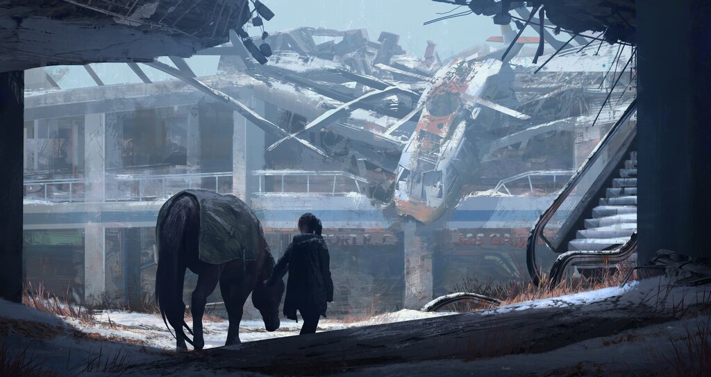 Chopper Crash: art from Naughty Dog's The Last of Us.
