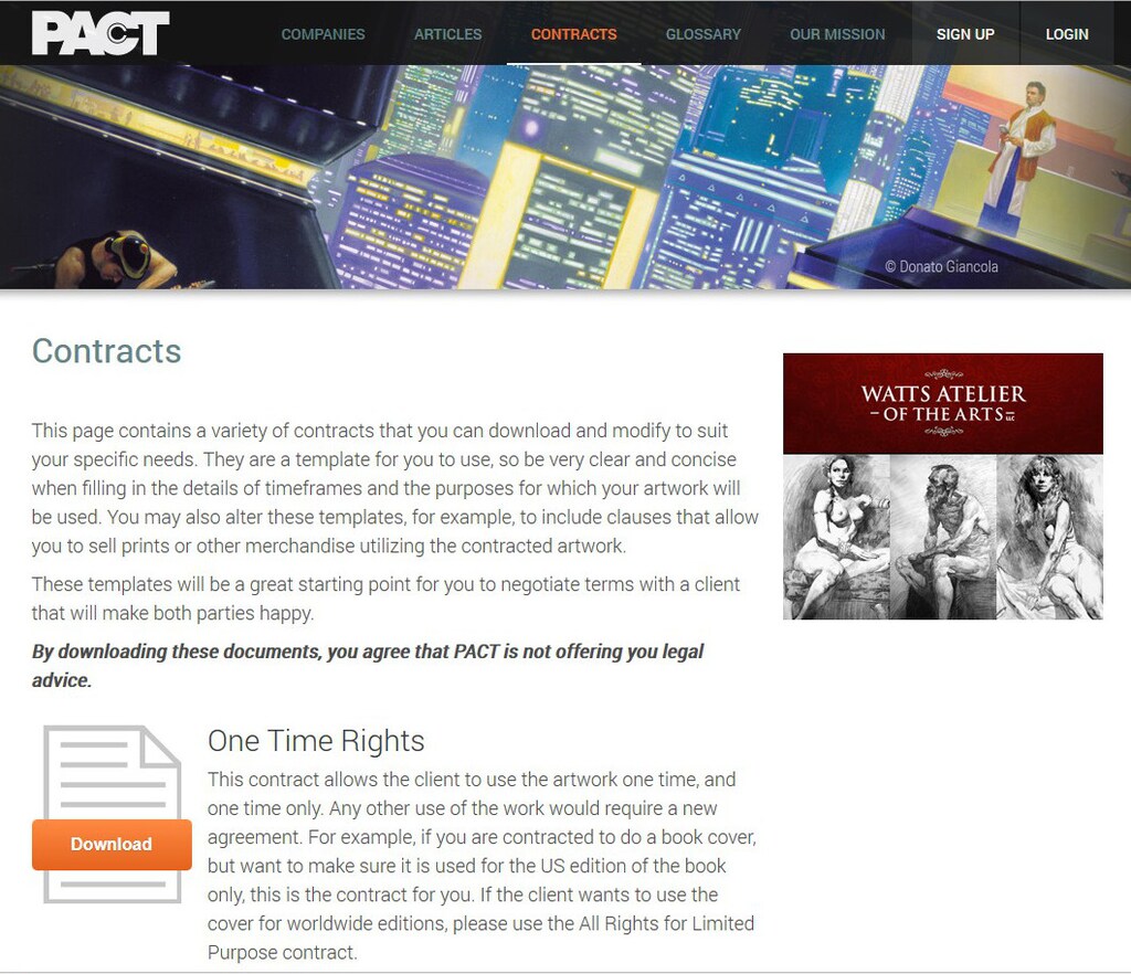PACT offers a range of standard contract templates free to any freelance artist.