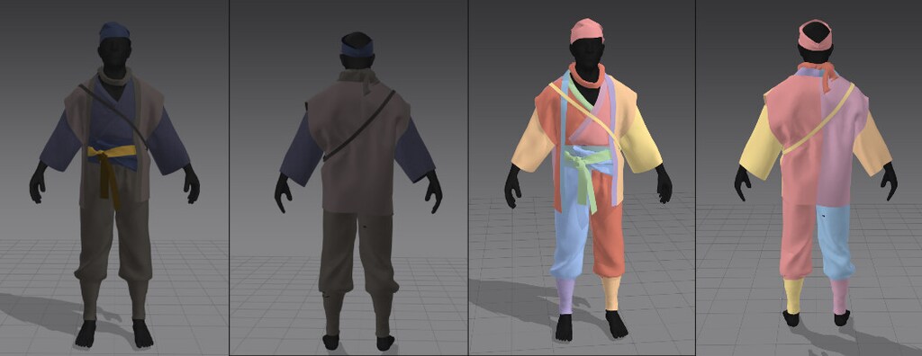 Different shots of clothing in Marvelous Designer