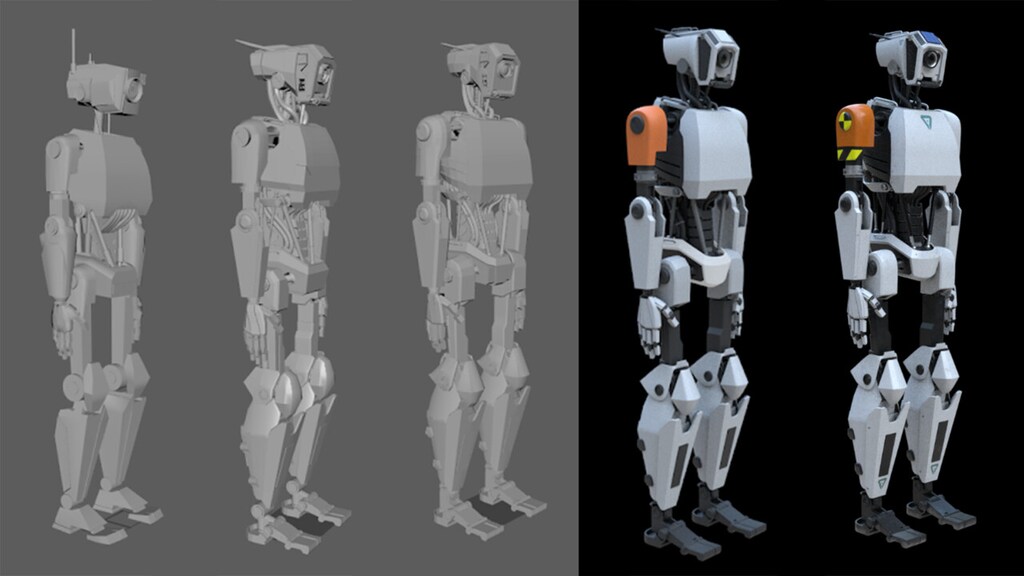 3D sculpt and renders for a robot character in ALMA