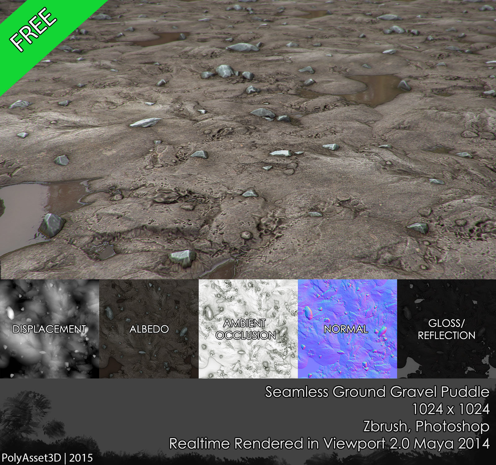 Poly Asset 3d Ground Gravel Puddle Seamless Texture Free Download