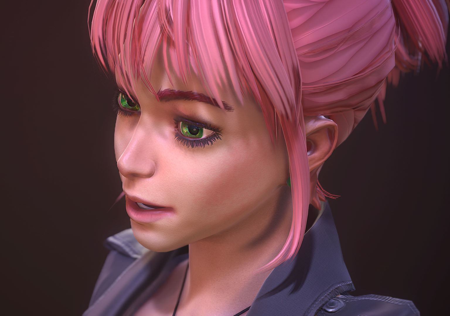 Девочка с розовыми волосами арт 3д