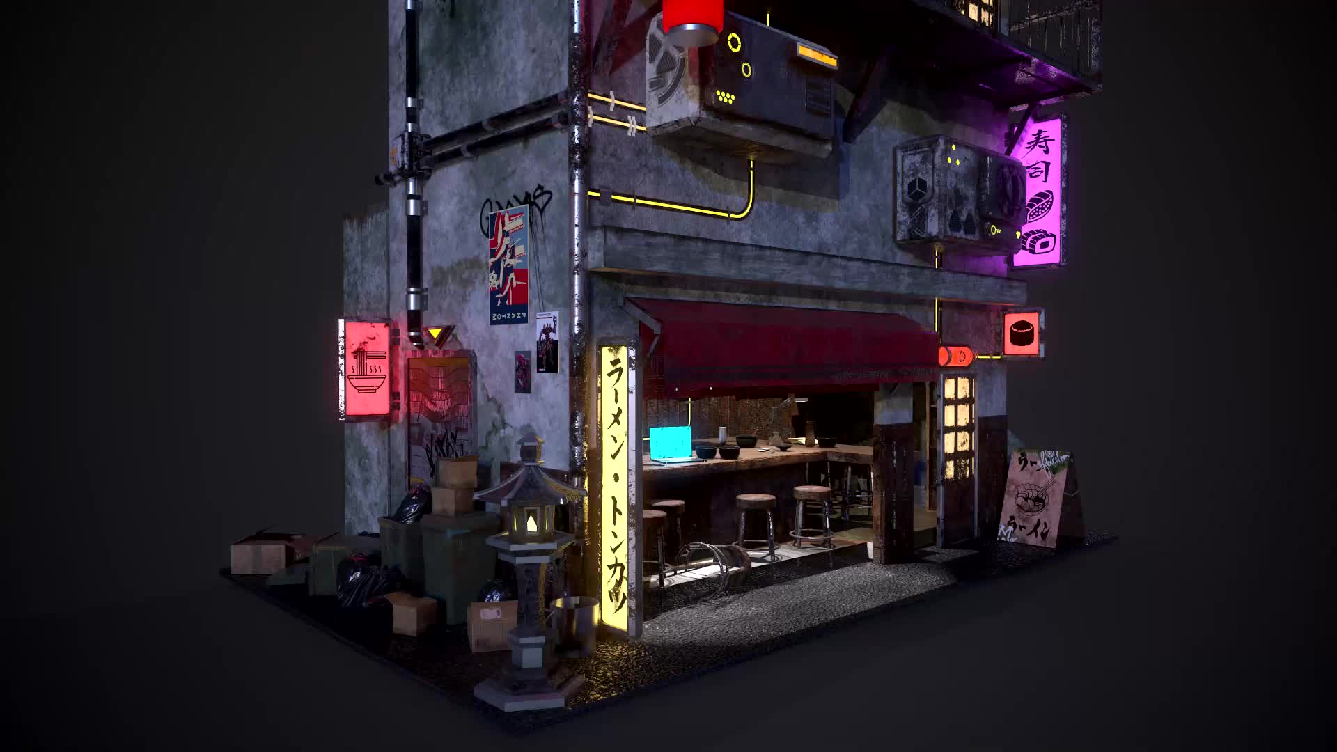 ArtStation - Japanese Cyberpunk Bar