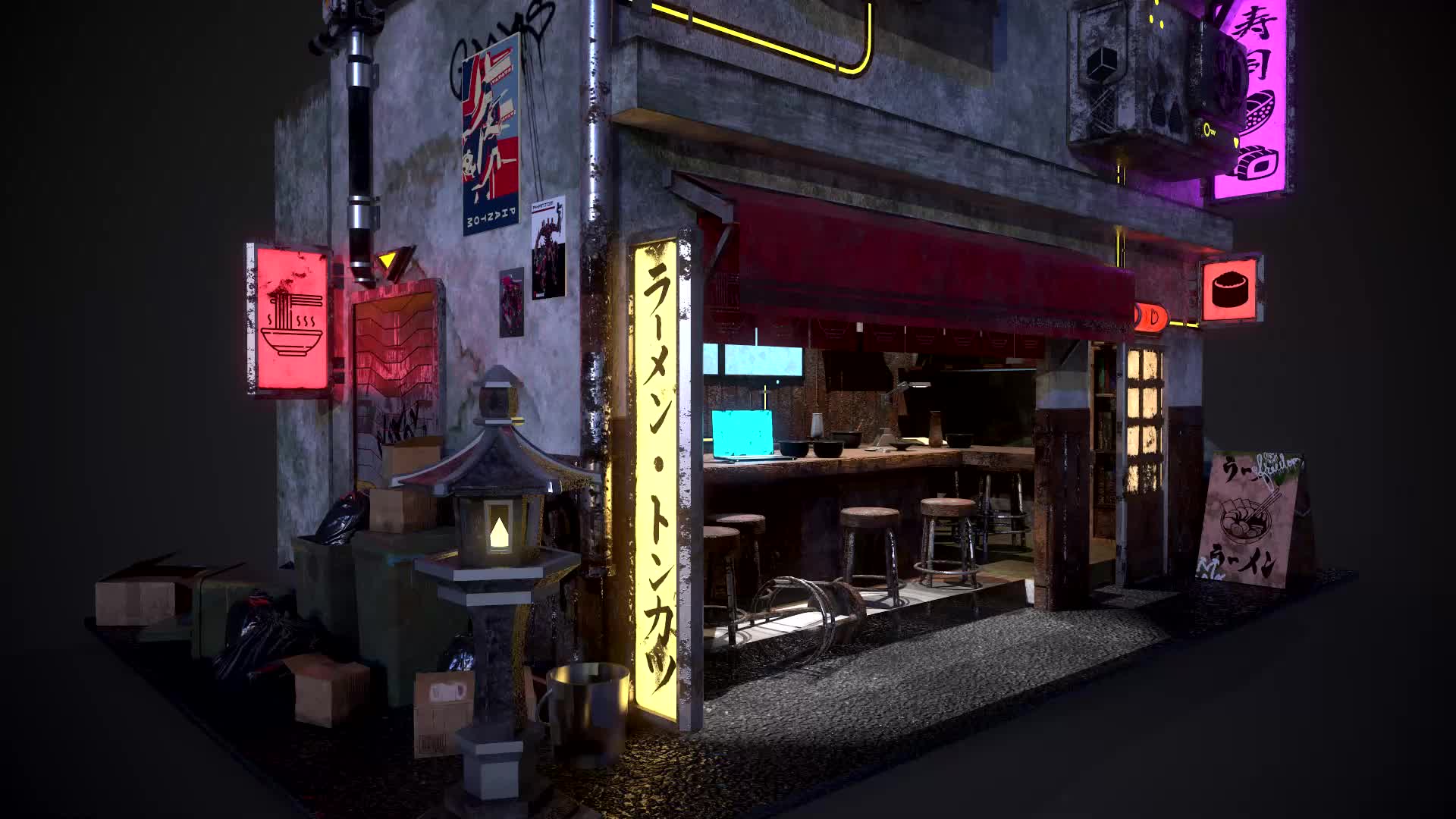 ArtStation - Japanese Cyberpunk Bar