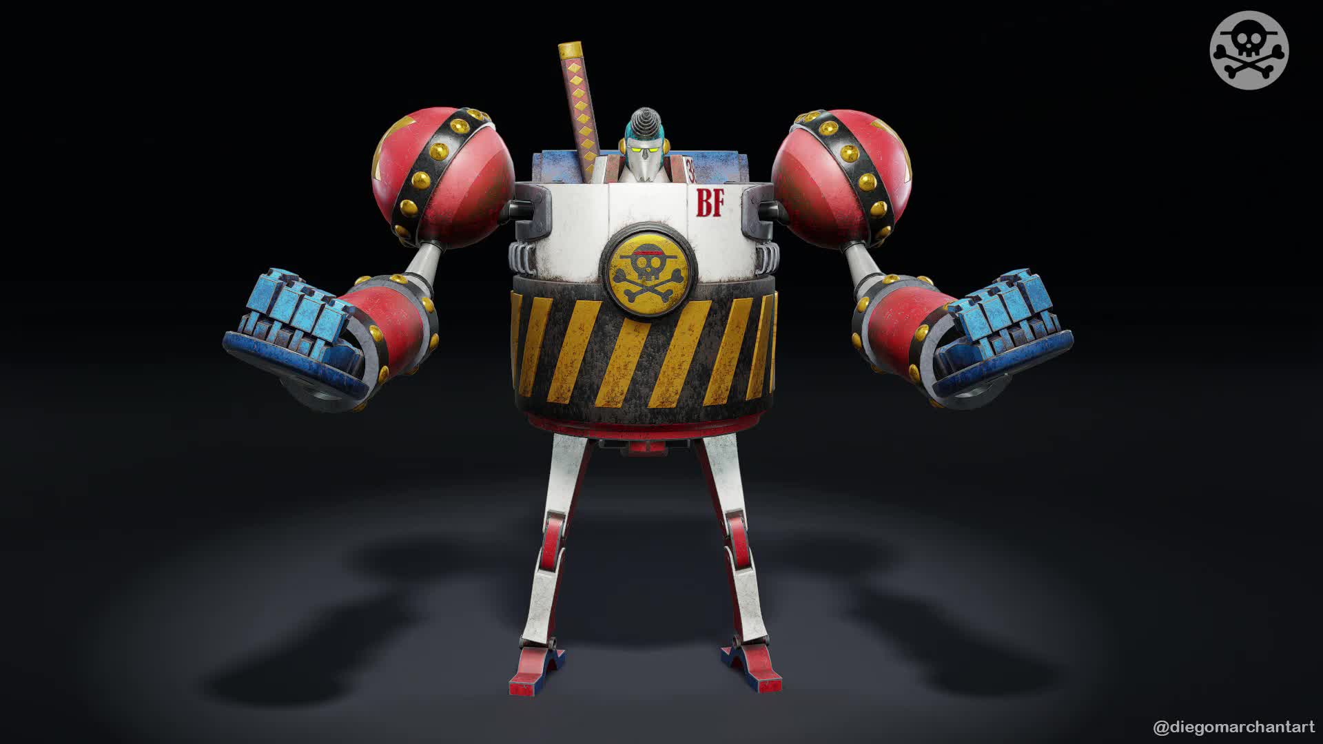 3D file Franky Shogun, General Franky or Iron Pirate fanart 🏴‍☠️・3D  printing design to download・Cults