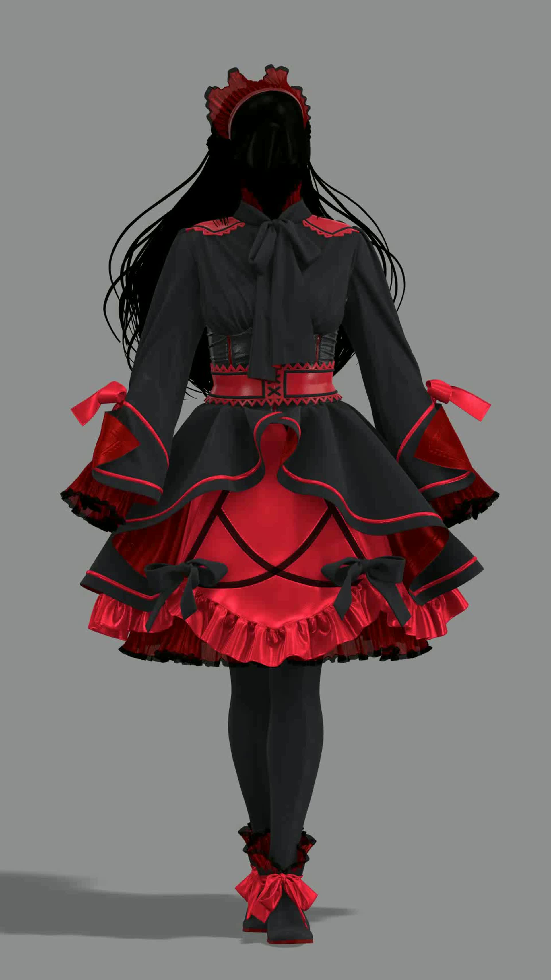 Second Life Marketplace  Black  Red Anime Academy by PopFuzz Anime Outfit  Schoolgirl Outfit Anime Schoolgirl