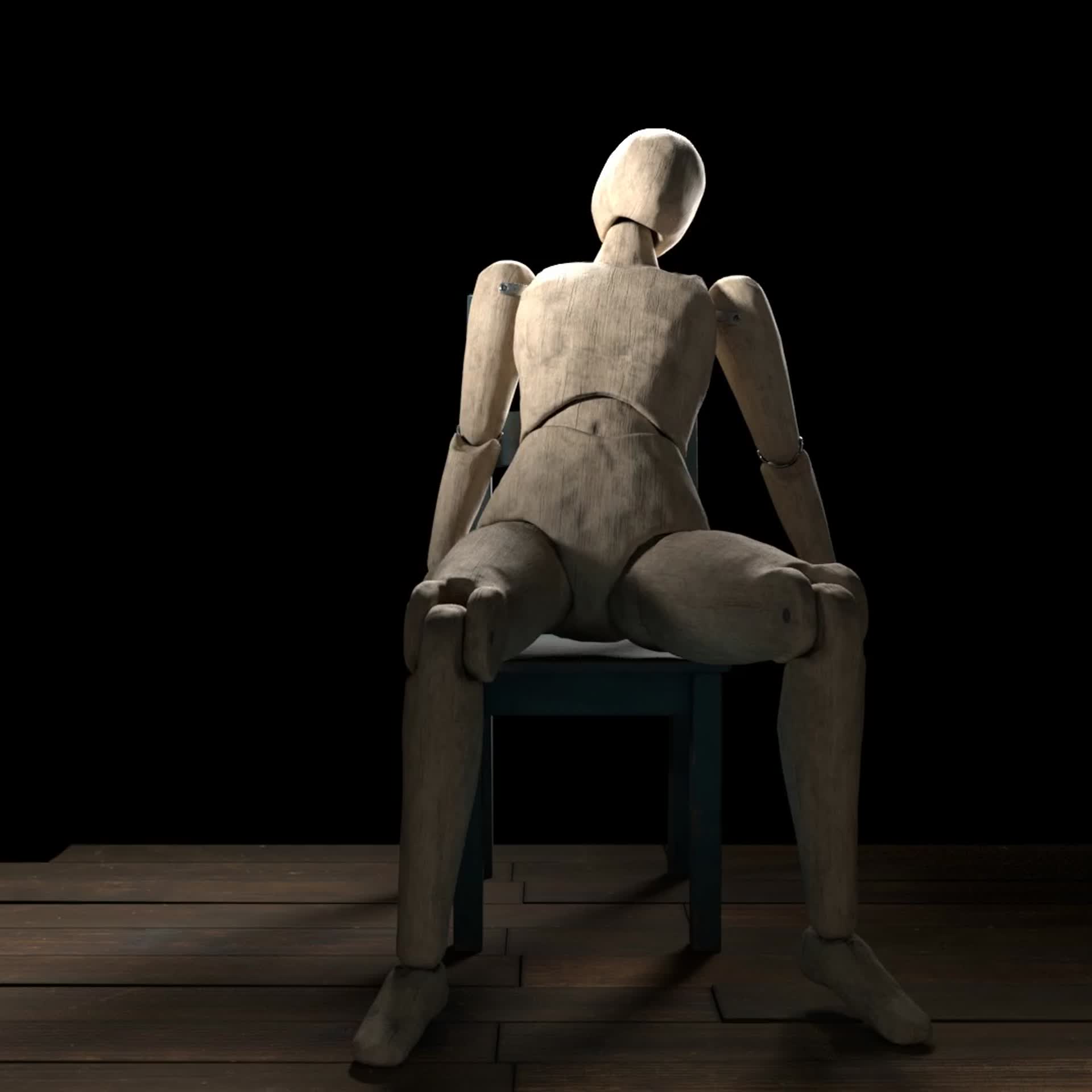 3D model Artist Drawing Wooden Mannequin VR / AR / low-poly