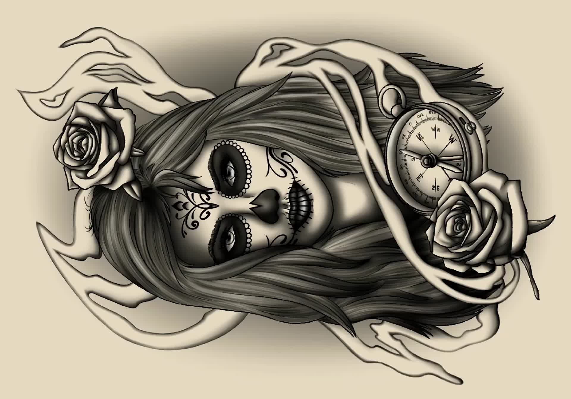 280+ Best Sugar Skull Tattoo Designs With Meanings (2020) Día de los  Muertos | Skull girl tattoo, Sugar skull girl tattoo, Skull tattoo design