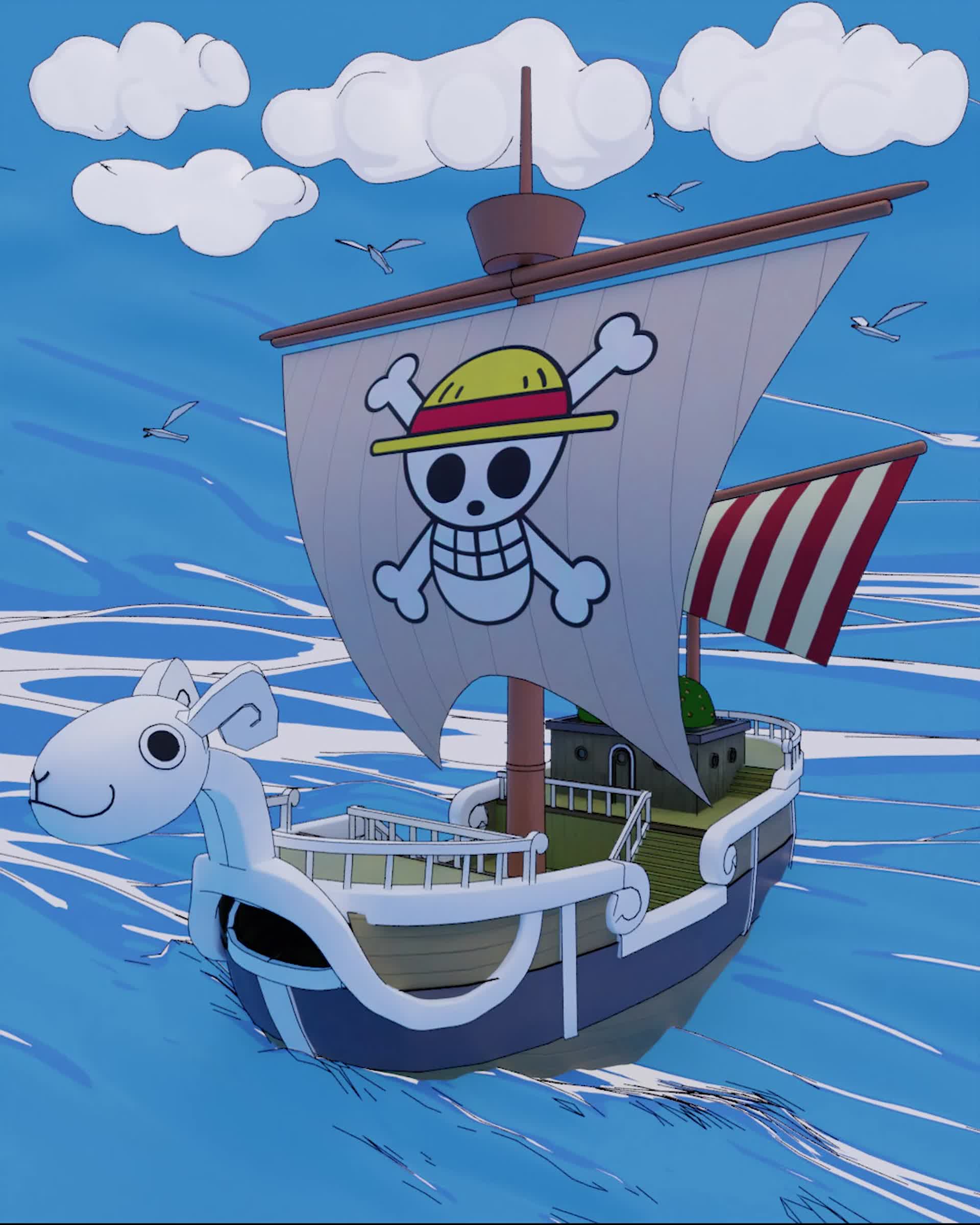 Going Merry and Thousand Sunny   One piece cartoon, One piece fanart,  Manga anime one piece