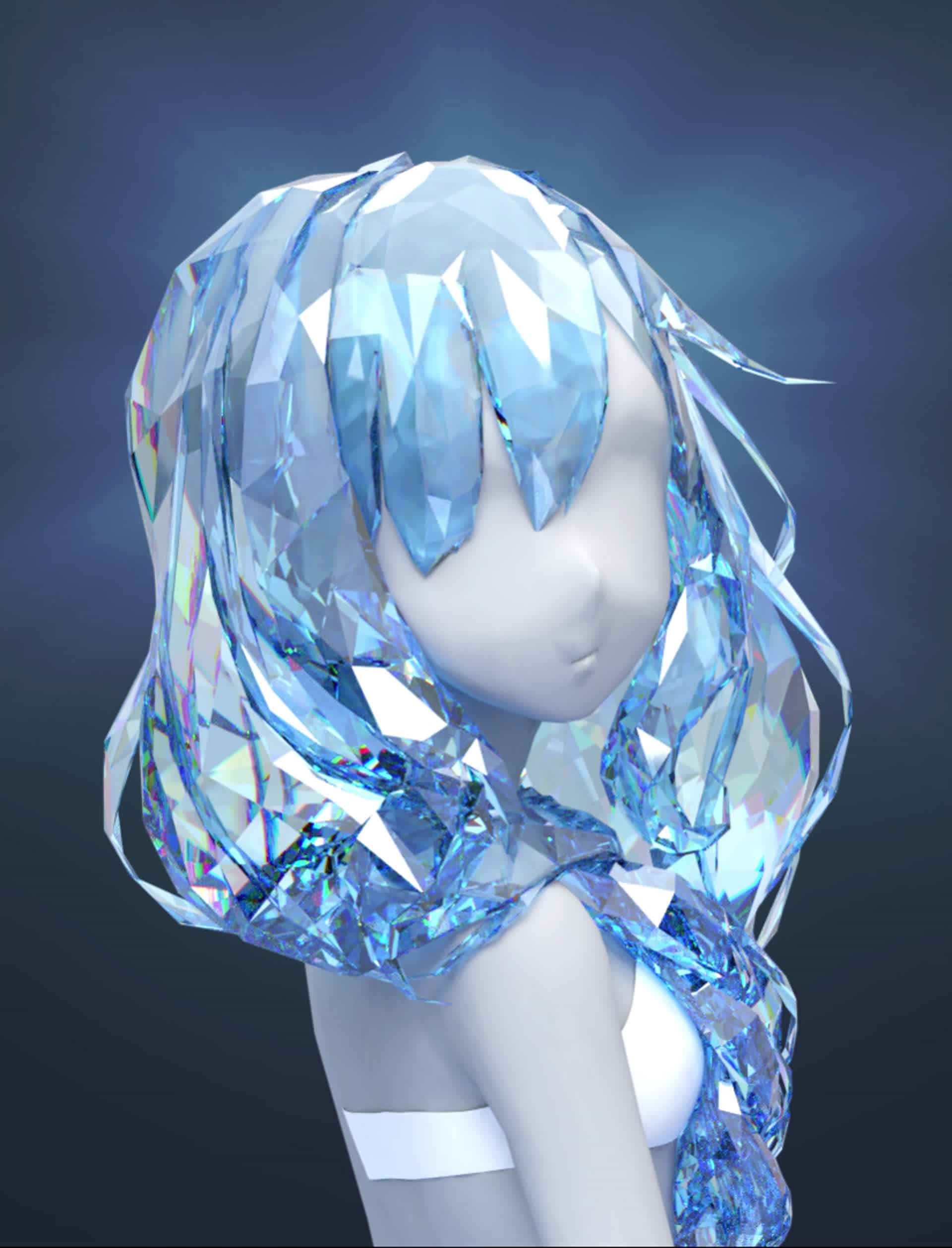 Blue Flowers Anime Hair - Roblox