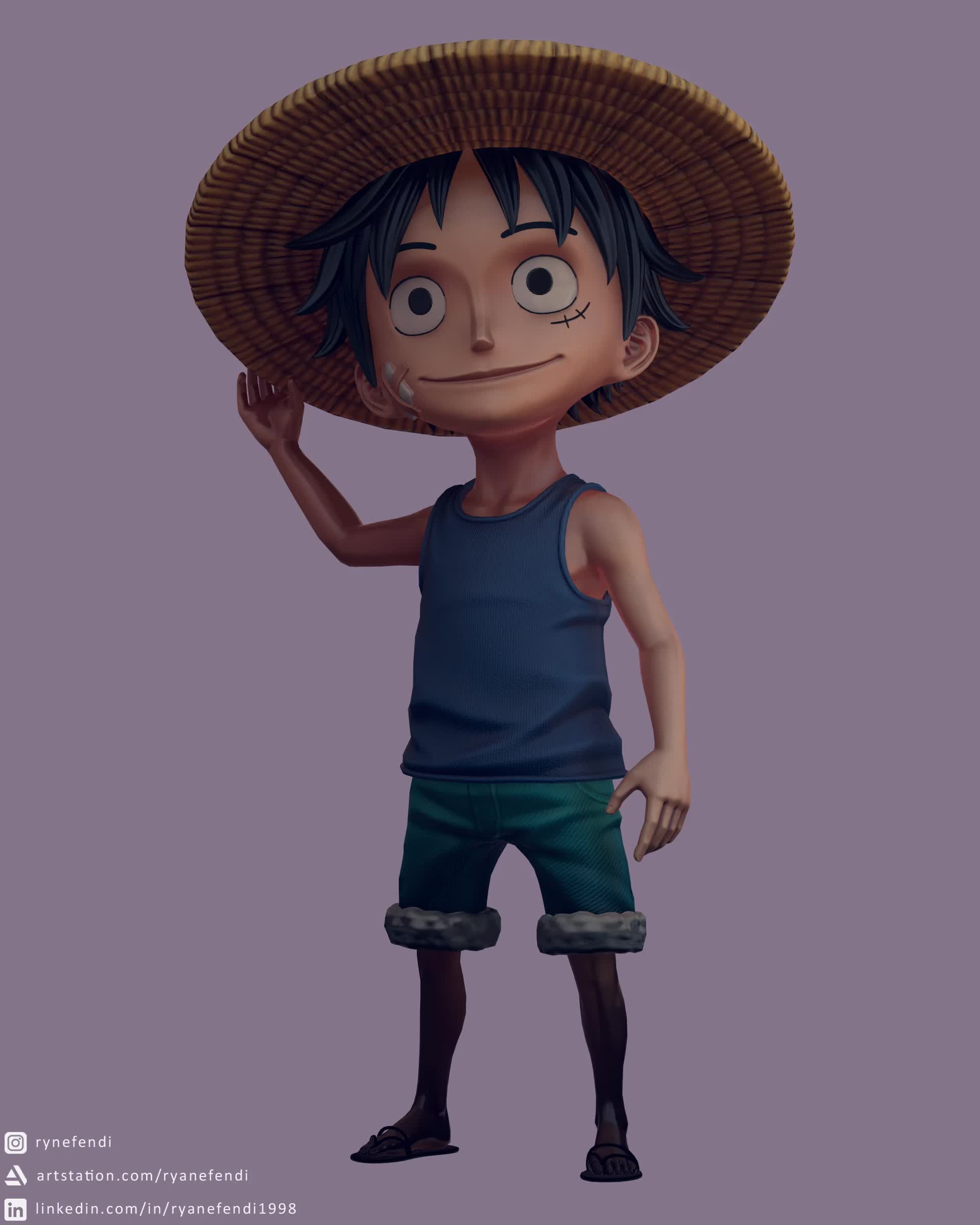 ArtStation - Monkey D Luffy Red moon