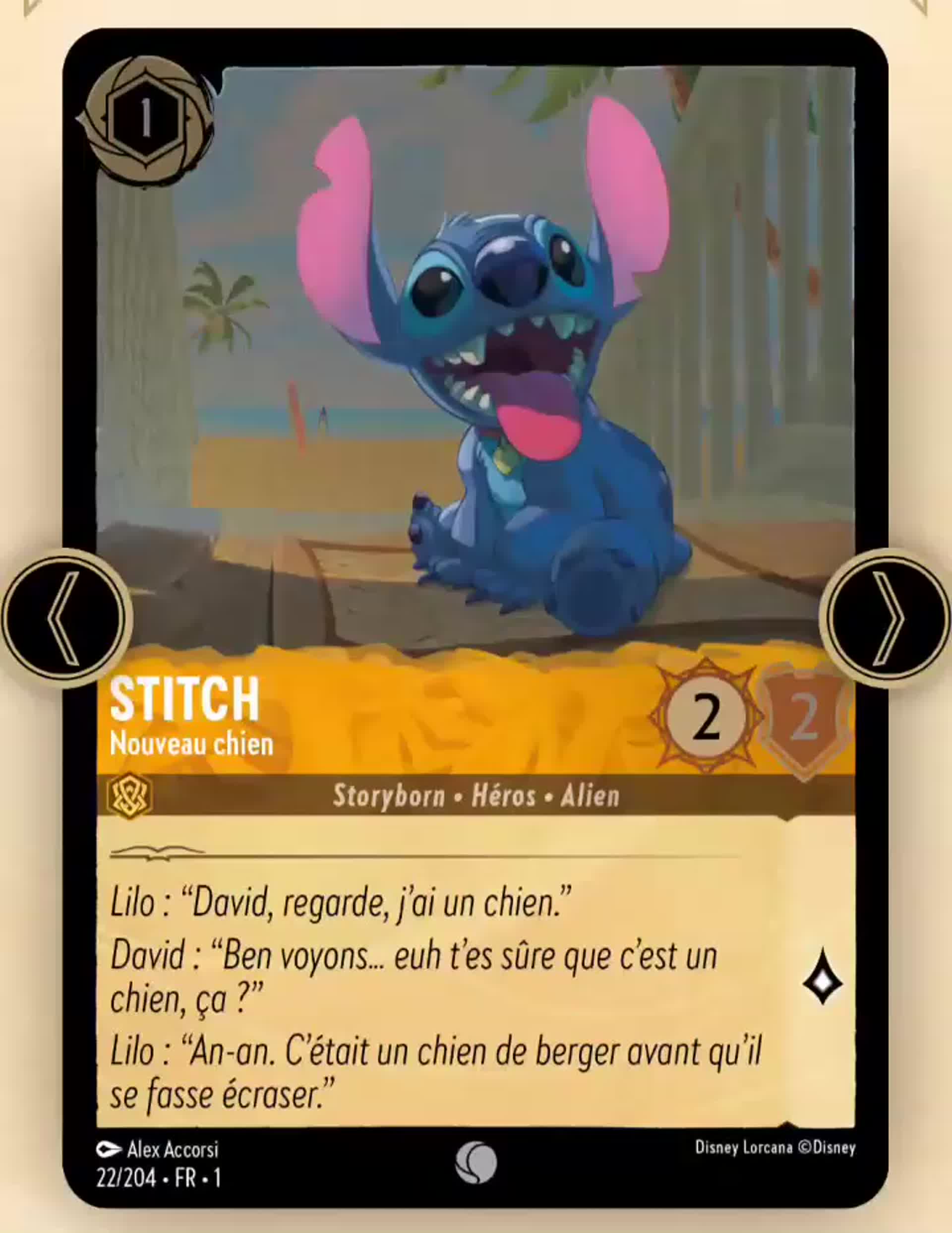 Disney Lorcana TCG : Carte Stitch (22/204)